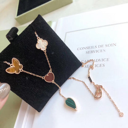 [⭐Novea]LUCKY SPRING 4 MOTIFS ROSE GOLD NECKLACE