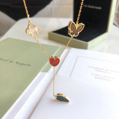 [⭐Novea]LUCKY SPRING 4 MOTIFS ROSE GOLD NECKLACE