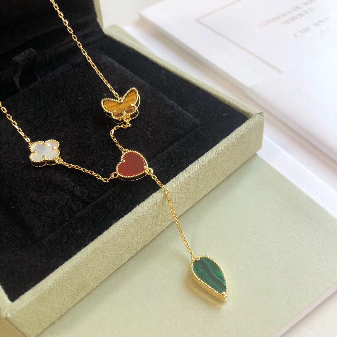 [⭐Novea]LUCKY SPRING 4 MOTIFS ROSE GOLD NECKLACE