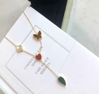 [⭐Novea]LUCKY SPRING 4 MOTIFS ROSE GOLD NECKLACE