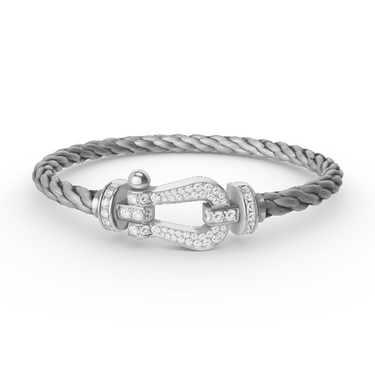 [⭐Novea]FORCE LARGE HORSESHOE FULL DIAMOND BRACELET SILVER