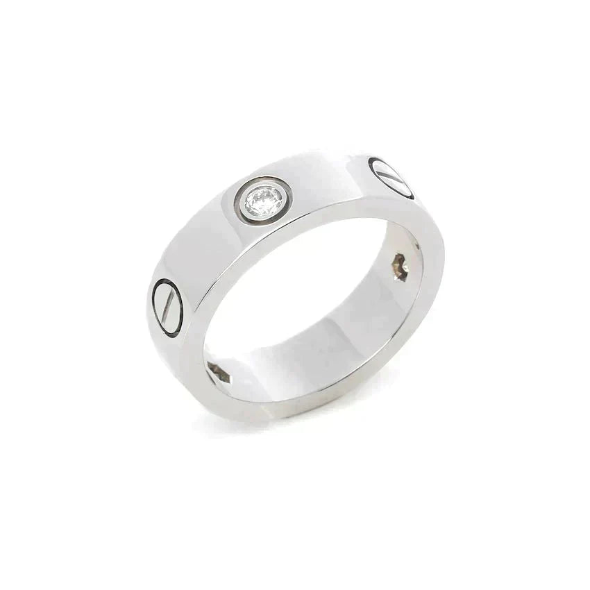 [⭐Novea]LOVE RING 5.5MM 3 DIAMONDS SILVER