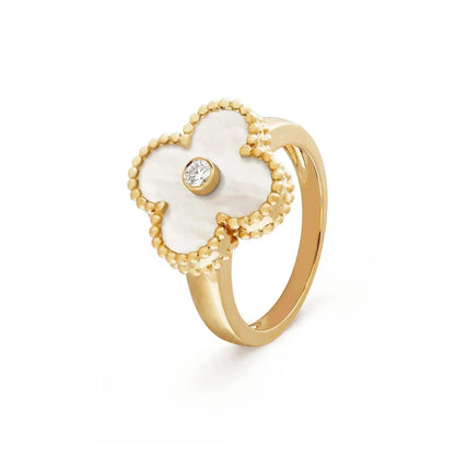 [⭐Novea]CLOVER PINK MOP RING GOLD DIAMOND